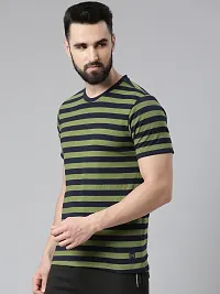 Reliable Multicoloured Cotton Striped Round Neck Tshirt For Men-thumb2