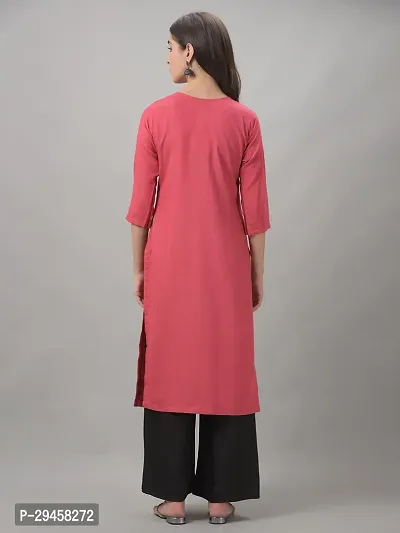 Stylish Pink Rayon Self Pattern Stitched Kurta For Women-thumb3