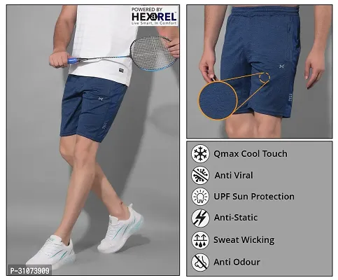 Stylish Blue Polyester Solid Sports Shorts For Men-thumb5