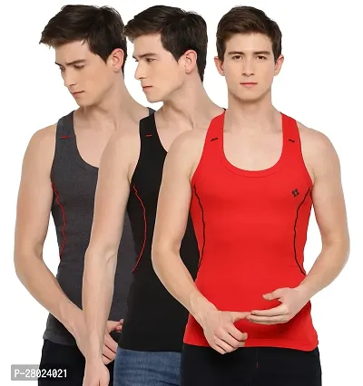 Stylish Cotton Solid Vests For Men- Pack Of 3-thumb0