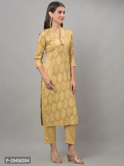 Beautiful A-Line Beige Self Pattern Cotton Blend Kurta Bottom Set For Women-thumb2