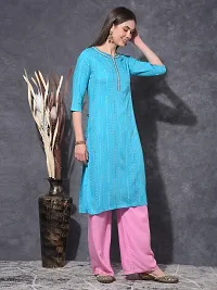 Stylish Blue Rayon Stitched Kurta For Women-thumb4