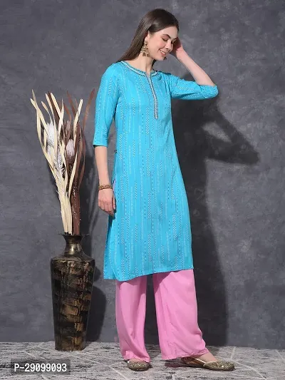 Stylish Blue Rayon Stitched Kurta For Women-thumb5