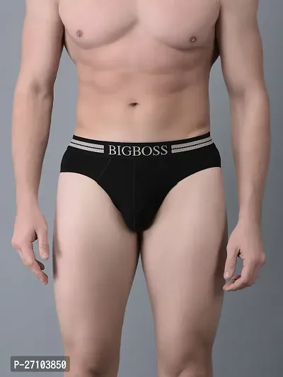 Stylish Black Cotton Blend Solid Briefs For Men