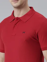 Reliable Red Cotton Solid Polos For Men-thumb3