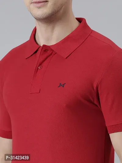 Reliable Red Cotton Solid Polos For Men-thumb4