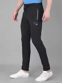 Stylish Black Cotton Solid Regular Track Pants For Men-thumb2