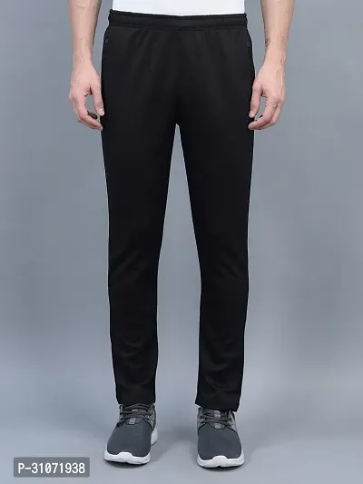 Stylish Black Polyester Solid Regular Fit Sports Track Pant For Men