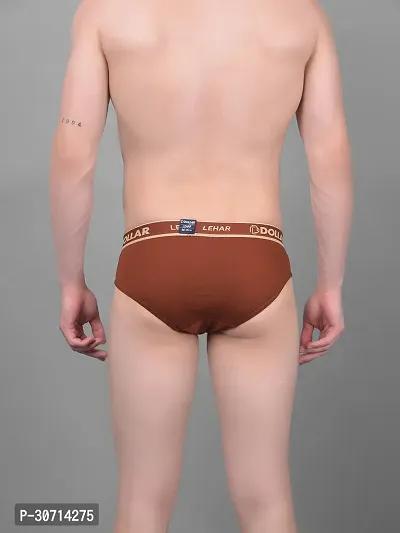 Super Combed Cotton Solid Brown Briefs For Men-thumb2