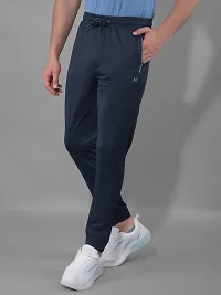 Stylish Navy Blue Polyester Solid Regular Fit Sports Track Pant For Men-thumb1