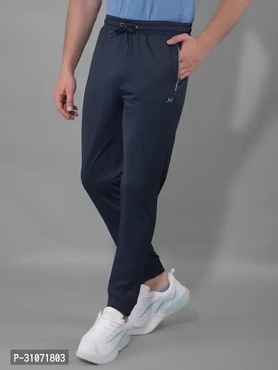 Stylish Navy Blue Polyester Solid Regular Fit Sports Track Pant For Men-thumb2