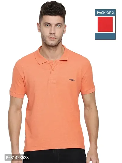 Reliable Multicoloured Cotton Solid Polos For Men Pack Of 2