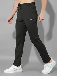 Stylish Olive Polyester Solid Regular Fit Sports Track Pant For Men-thumb1