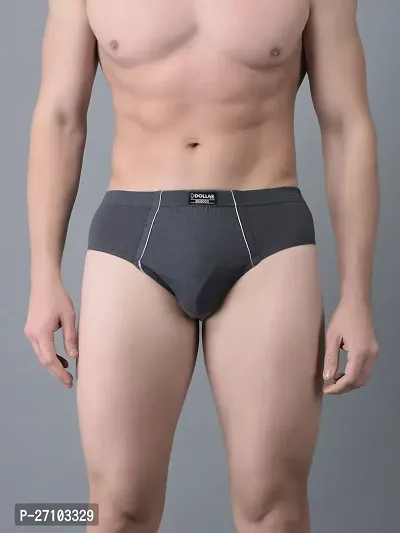 Stylish Grey Cotton Blend Solid Briefs For Men