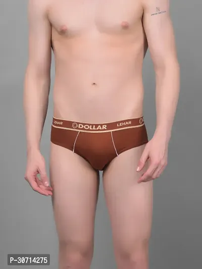 Super Combed Cotton Solid Brown Briefs For Men-thumb5