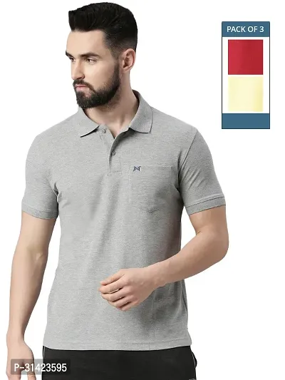 Reliable Multicoloured Cotton Solid Polos For Men Pack Of 3-thumb0