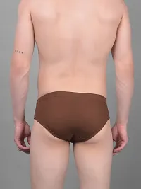 Super Combed Cotton Solid Brown Briefs For Men-thumb1