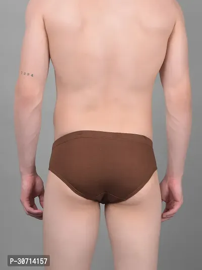 Super Combed Cotton Solid Brown Briefs For Men-thumb2