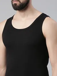 Elegant Black Cotton Solid Vests For Men- Pack Of 4-thumb2