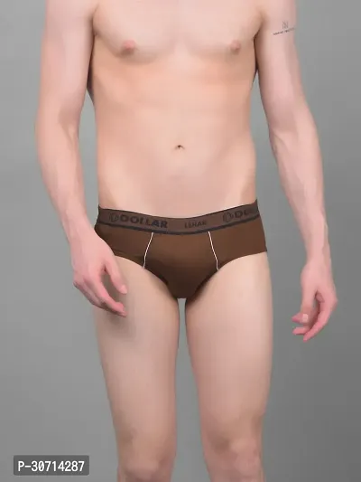 Super Combed Cotton Solid Brown Briefs For Men-thumb0