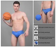 Super Combed Cotton Solid Blue Briefs For Men-thumb4