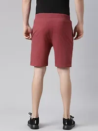 Stylish Red Cotton Solid Regular Shorts For Men-thumb1