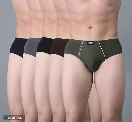 Stylish Cotton Blend Solid Briefs For Men Pack Of 5