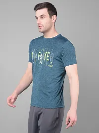 Stylish Blue Polyester Solid Regular Fit Sports Tee For Men-thumb1