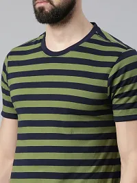 Reliable Multicoloured Cotton Striped Round Neck Tshirt For Men-thumb3