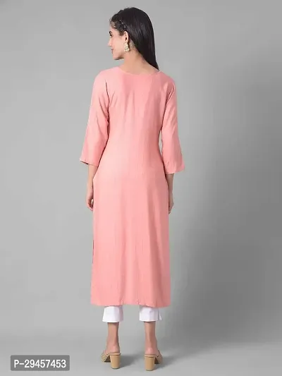 Stylish Pink Cotton Blend Self Pattern Stitched Kurta For Women-thumb3