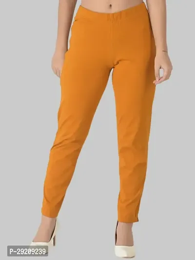 Stylish Yellow Cotton Blend Solid Mid-Rise Capris For Women