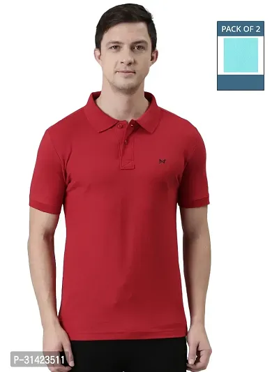 Reliable Multicoloured Cotton Solid Polos For Men Pack Of 2