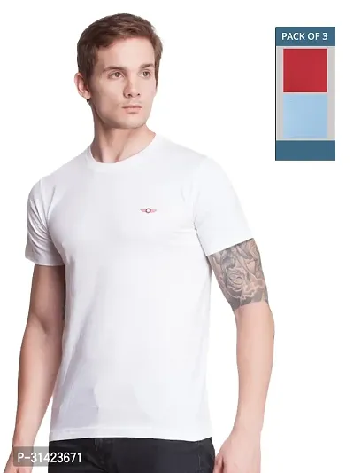 Reliable Multicoloured Cotton Solid Round Neck Tshirt For Men Pack Of 3-thumb0