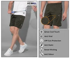 Stylish Olive Polyester Solid Sports Shorts For Men-thumb4