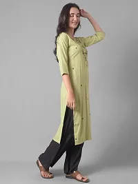 Stylish Green Cotton Blend Self Pattern Stitched Kurta For Women-thumb1