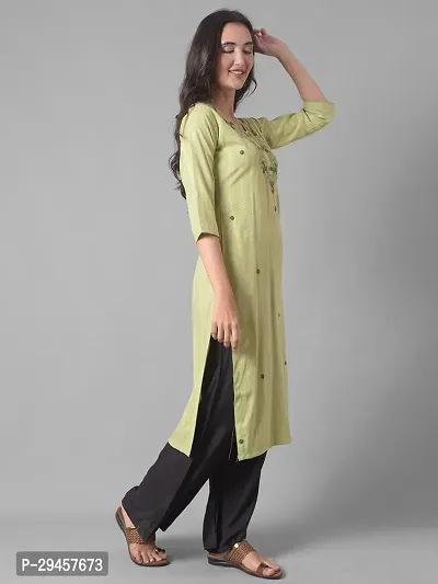 Stylish Green Cotton Blend Self Pattern Stitched Kurta For Women-thumb2