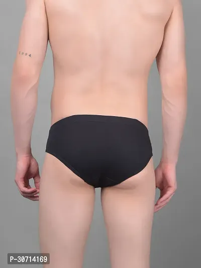 Super Combed Cotton Solid Black Briefs For Men-thumb2