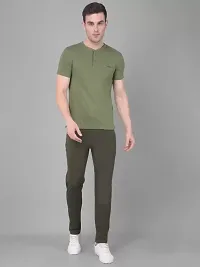 Stylish Green Cotton Solid Regular Track Pants For Men-thumb2