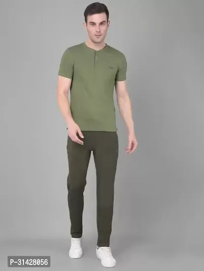 Stylish Green Cotton Solid Regular Track Pants For Men-thumb3