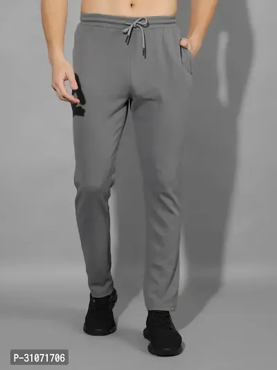 Stylish Grey Polyester Solid Regular Fit Sports Track Pant For Men