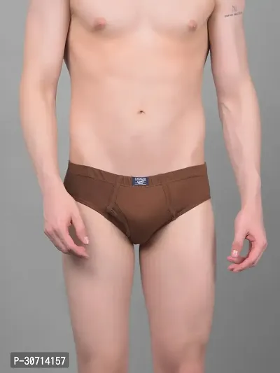 Super Combed Cotton Solid Brown Briefs For Men-thumb0