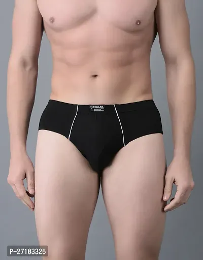 Stylish Black Cotton Blend Solid Briefs For Men-thumb0