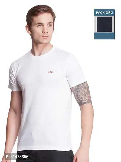 Reliable Multicoloured Cotton Solid Round Neck Tshirt For Men Pack Of 2