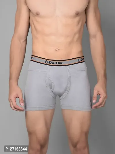 Stylish Grey Cotton Blend Solid Trunks For Men-thumb0
