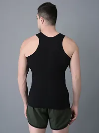 Stylish Black Cotton Solid Vests For Men- Pack Of 10-thumb1