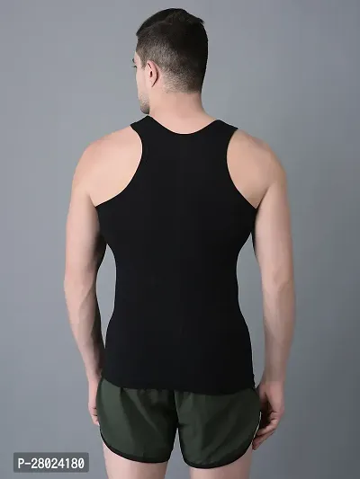 Stylish Black Cotton Solid Vests For Men- Pack Of 10-thumb2