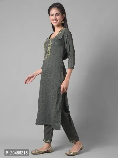 Beautiful A-Line Green Self Pattern Cotton Blend Kurta Bottom Set For Women-thumb2