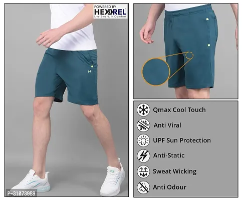 Stylish Green Polyester Solid Sports Shorts For Men-thumb5