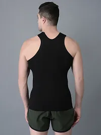 Stylish Black Cotton Solid Vests For Men- Pack Of 5-thumb1