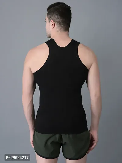 Stylish Black Cotton Solid Vests For Men- Pack Of 5-thumb2